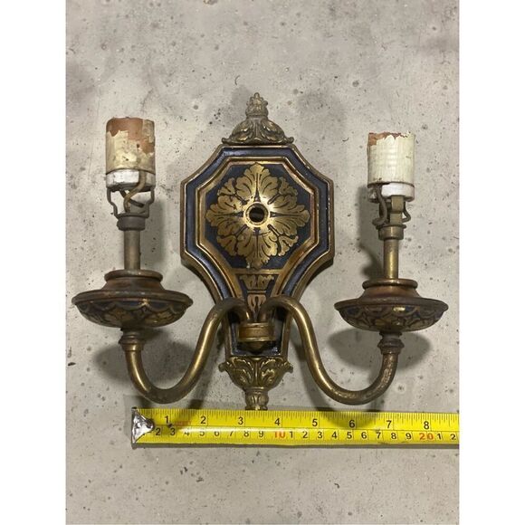 Antique Neoclassical Style Silver Tone Dual Arm Wall Sconce for repair - Picture 5 of 7